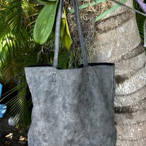 Antik Kraft Gray Tote Bag with Distressed Look